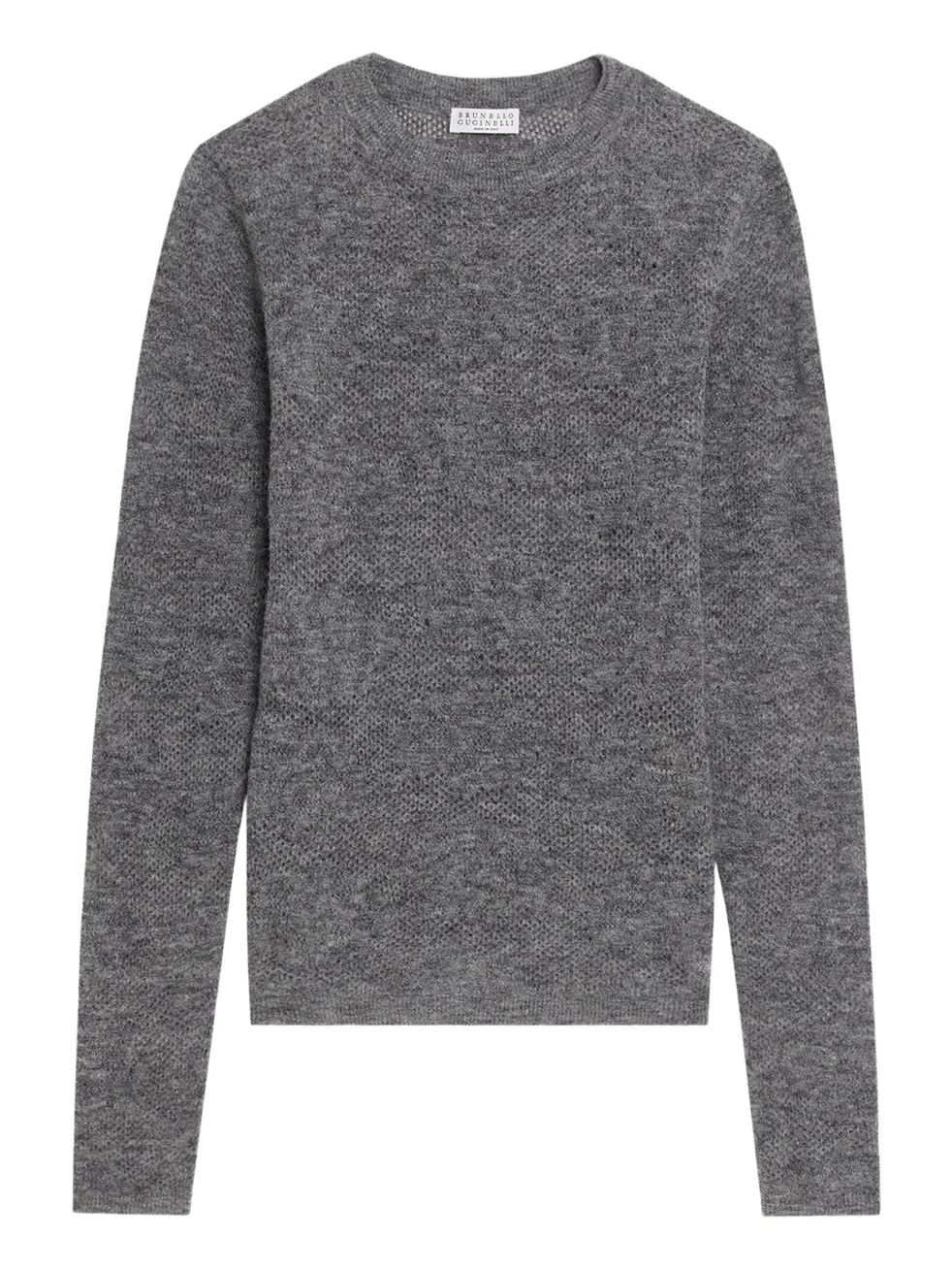 Brunello Cucinelli Silk-Alpaca Open-Knit Crewneck Sweater