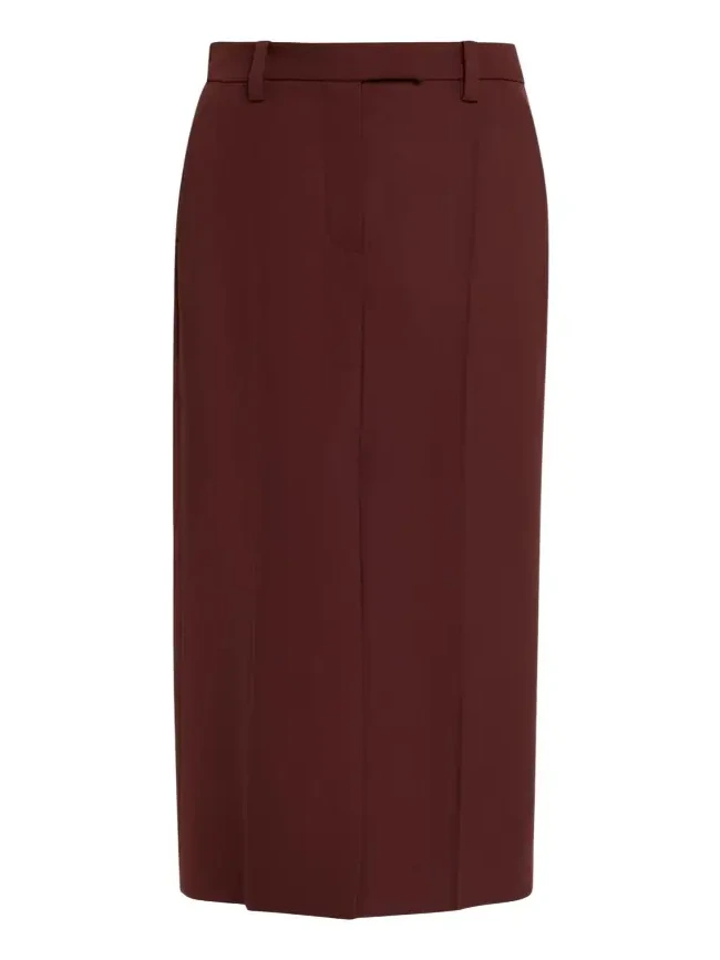 Long Wool Double Pleat Skirt