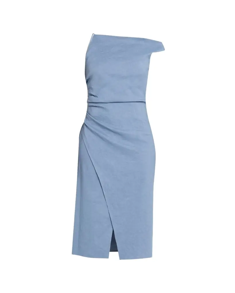 A.L.C. Lyra Draped Linen-Blend Midi Dress | Image 1 A.L.C. Lyra Draped Linen-Blend Midi Dress | Image 1