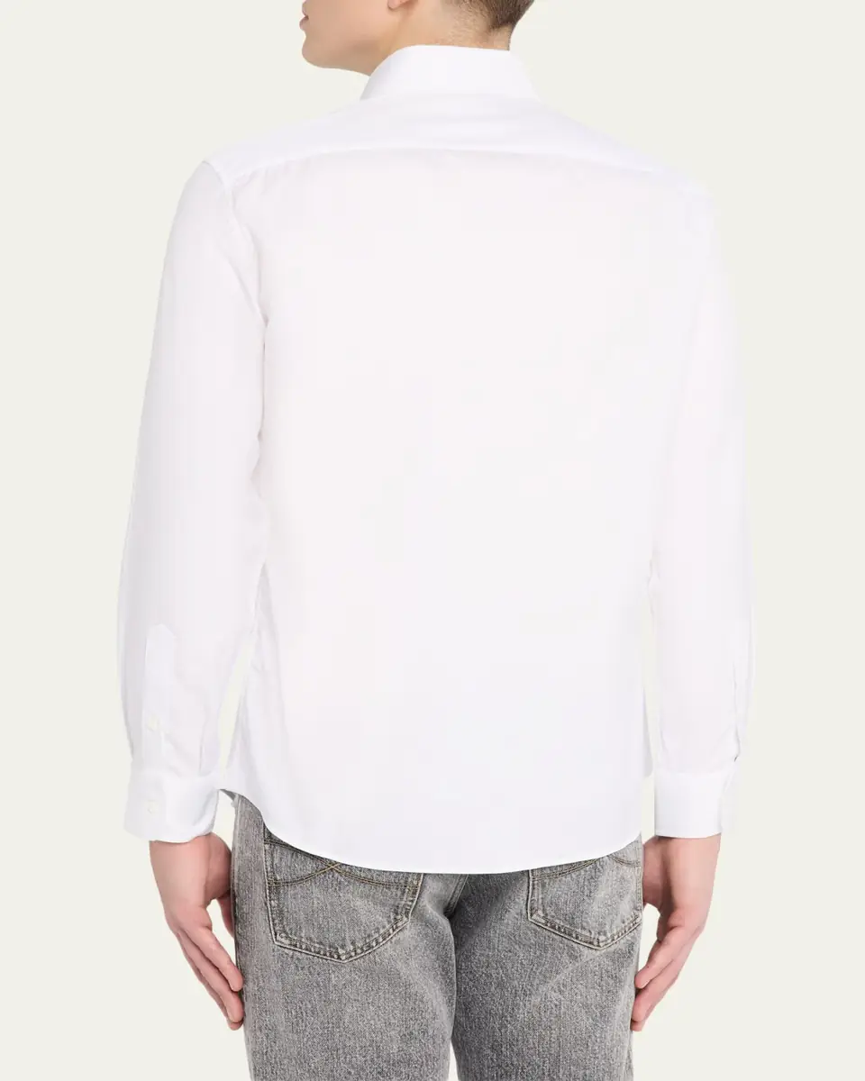 Brunello Cucinelli Men's Solid Cotton Classic Fit Button-Down Shirt | Thumbnail 3