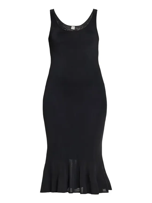 Fluted Hem Sleeveless Midi Dress Fluted Hem Sleeveless Midi Dress