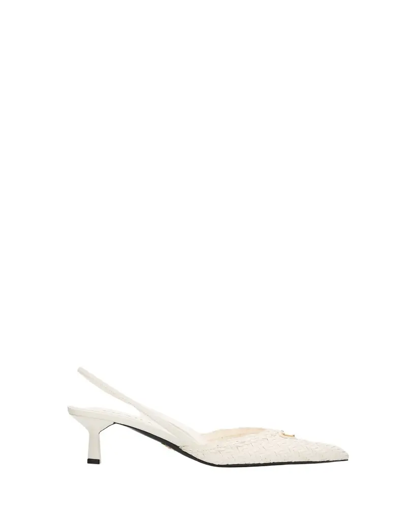 Prada 55mm Triangle Logo Woven Leather Slingback Pumps | Image 1 Prada 55mm Triangle Logo Woven Leather Slingback Pumps | Image 1