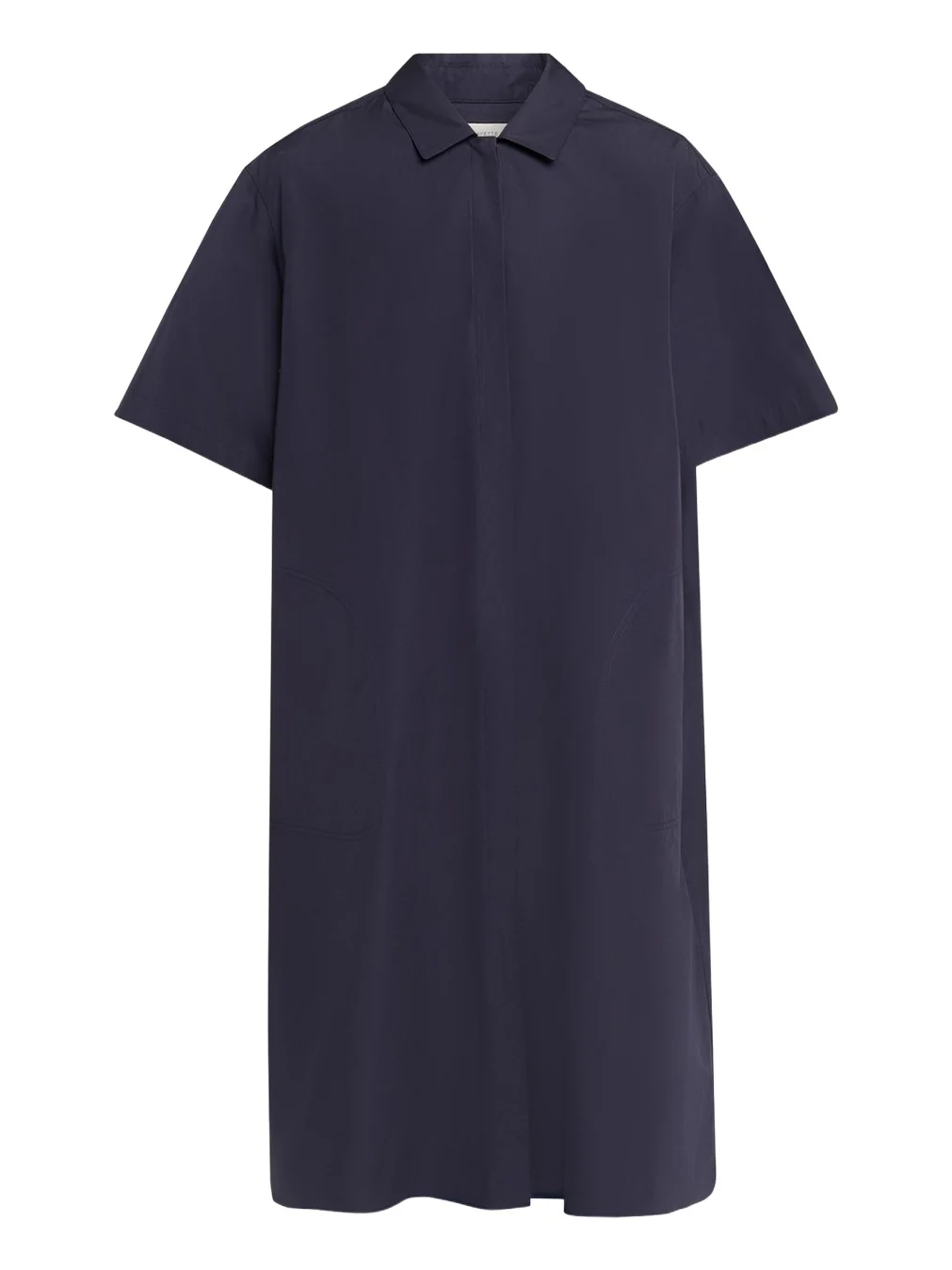 Pleated Cotton Shift Shirtdress
