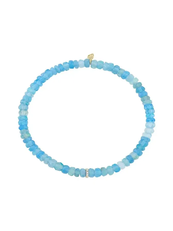 14K Diamond Cocktail Rondelle on Blue Opal Bracelet 14K Diamond Cocktail Rondelle on Blue Opal Bracelet
