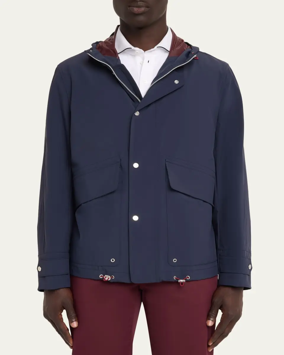 Brunello Cucinelli Men's Hooded Water-Resistant Jacket | Thumbnail 4 Brunello Cucinelli Men's Hooded Water-Resistant Jacket | Thumbnail 4