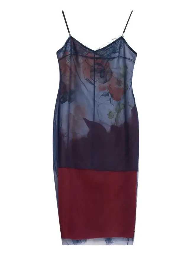 Shadow Floral Layered Midi Dress