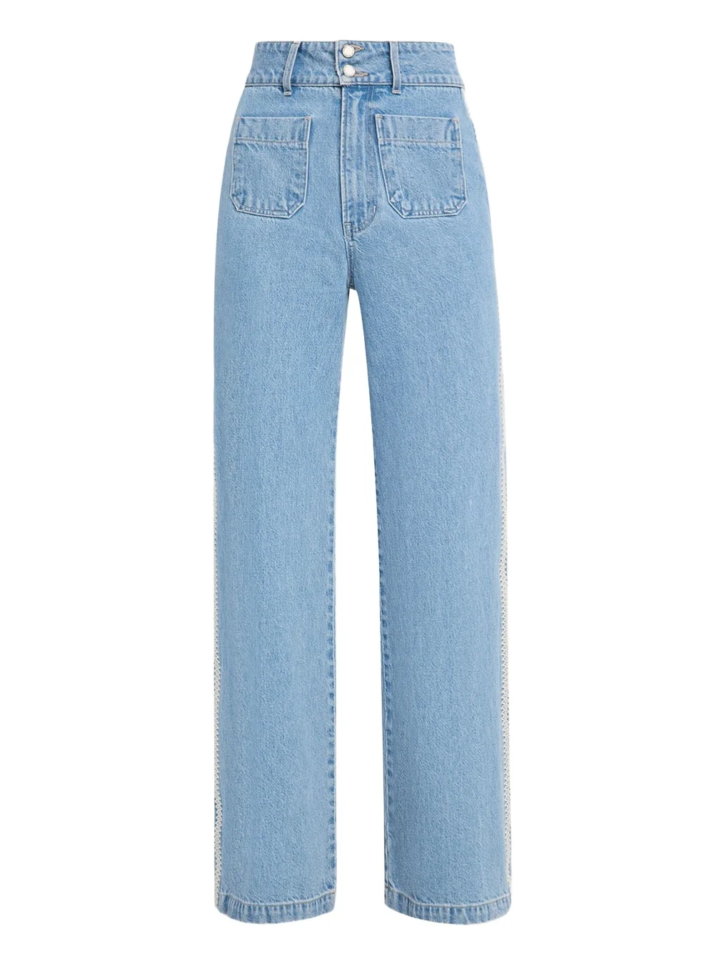 Veronica Beard Taylor Embroidered Patch-Pocket Straight-Leg Jeans