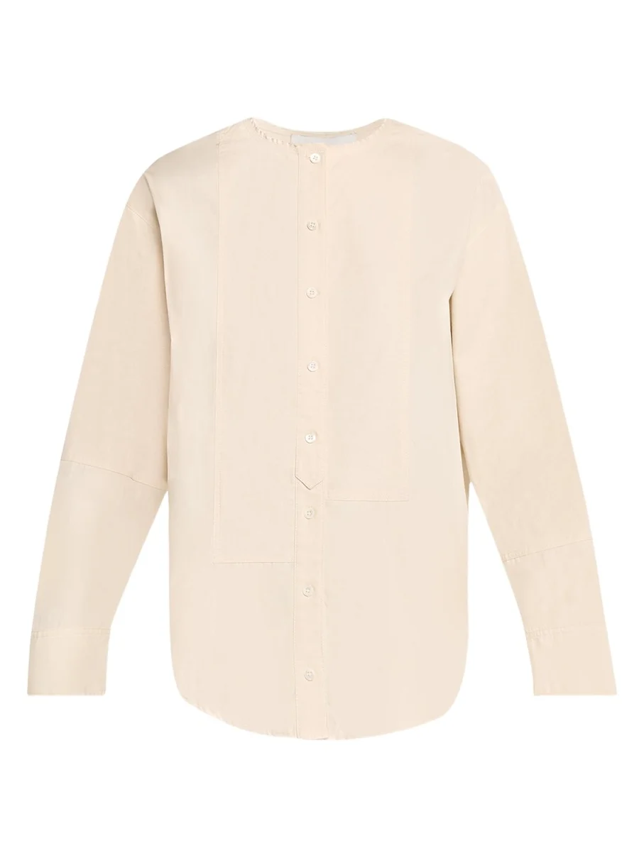 3.1 Phillip Lim Collarless Cotton Poplin Shirt