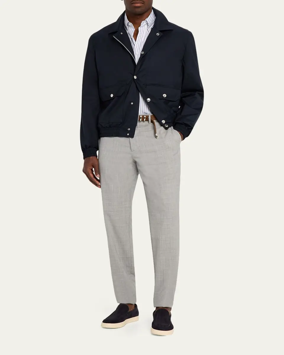 Brunello Cucinelli Men's Bonded Silk and Virgin Wool Shirt Jacket | Thumbnail 2 Brunello Cucinelli Men's Bonded Silk and Virgin Wool Shirt Jacket | Thumbnail 2