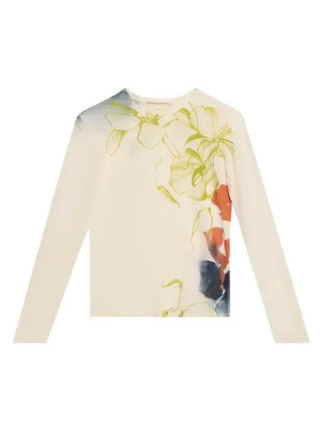 Shadow Floral Merino Wool Crewneck Sweater