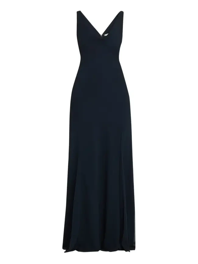 Plunging Cowl-Neck Sleeveless Crepe Gown Plunging Cowl-Neck Sleeveless Crepe Gown
