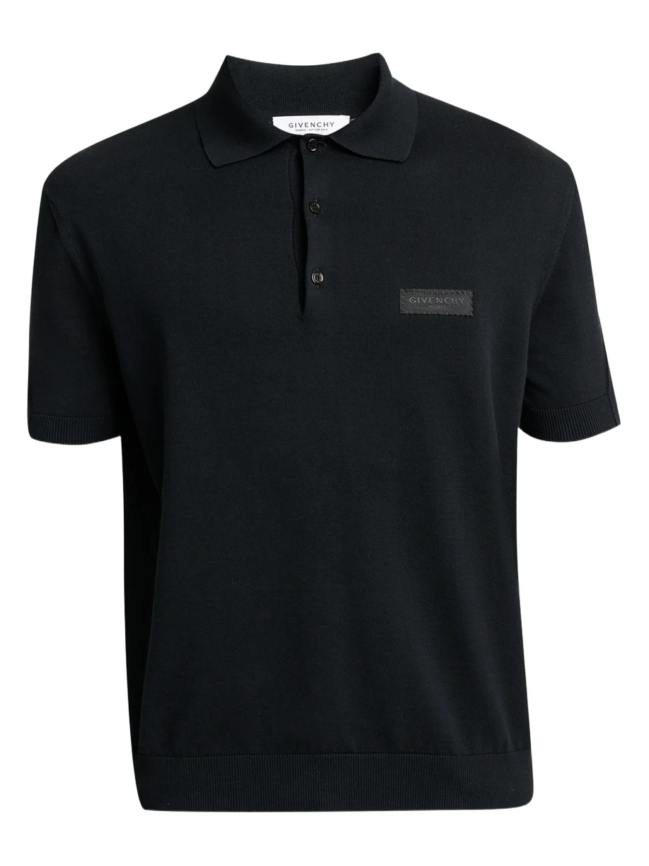 Men's Grosgrain Logo Cotton Knit Polo Shirt Men's Grosgrain Logo Cotton Knit Polo Shirt