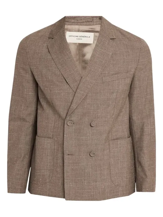 OFFICINE GÉNÉRALE Men's Light Brown Wool Leon Double-Breasted Sport Coat
