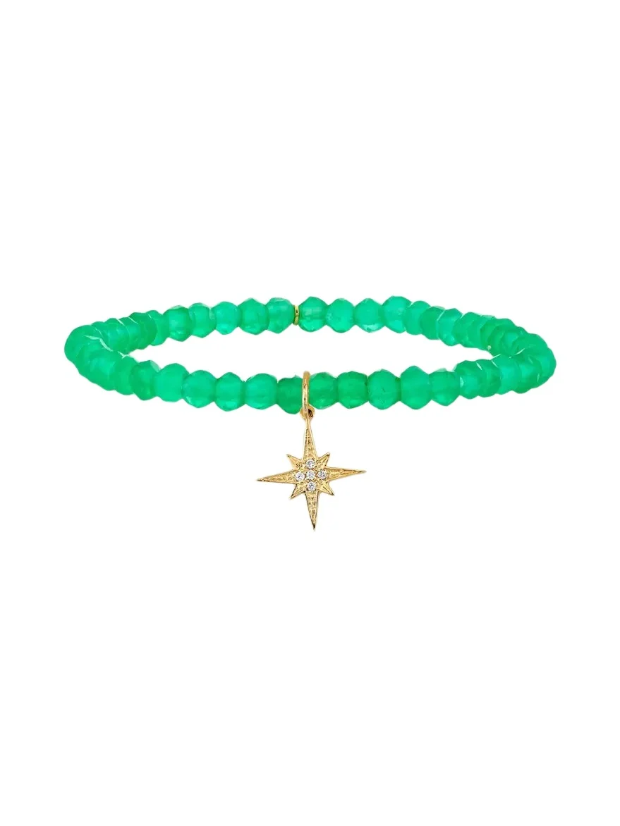 Sydney Evan 14K Diamond Pave Starburst on Green Onyx Bracelet