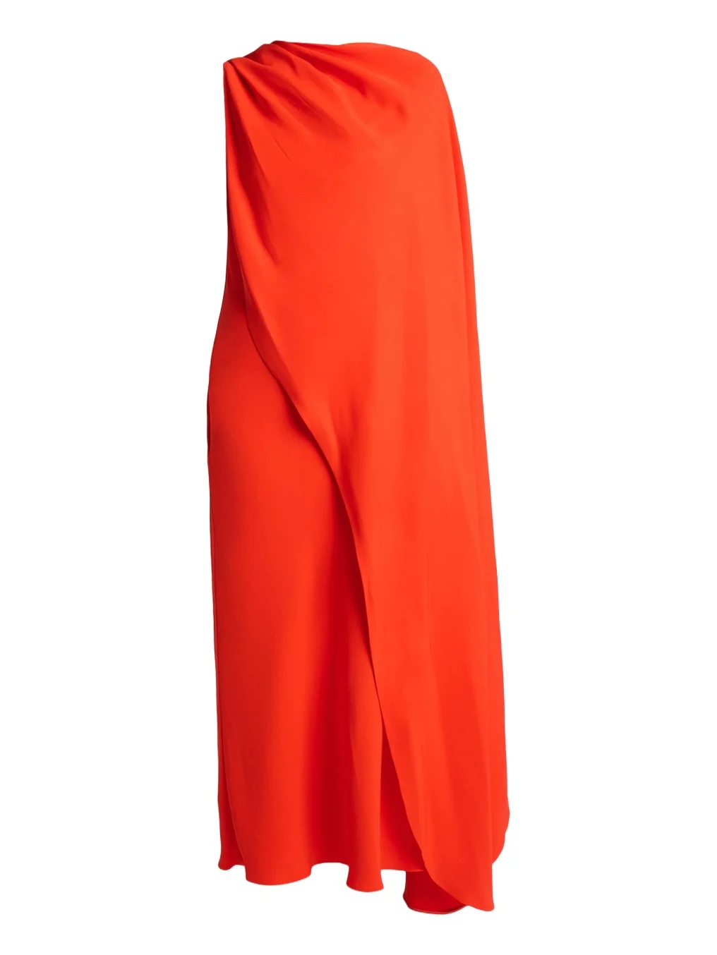 Silk-Wool Draped Cape Midi Dress Silk-Wool Draped Cape Midi Dress