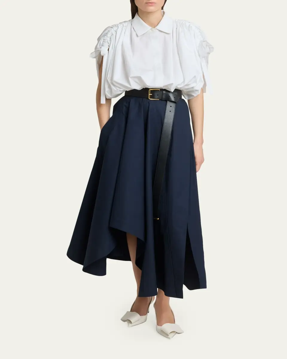 Givenchy Ruched Cotton-Poplin Crop Collared Bubble Shirt | Thumbnail 2 Givenchy Ruched Cotton-Poplin Crop Collared Bubble Shirt | Thumbnail 2