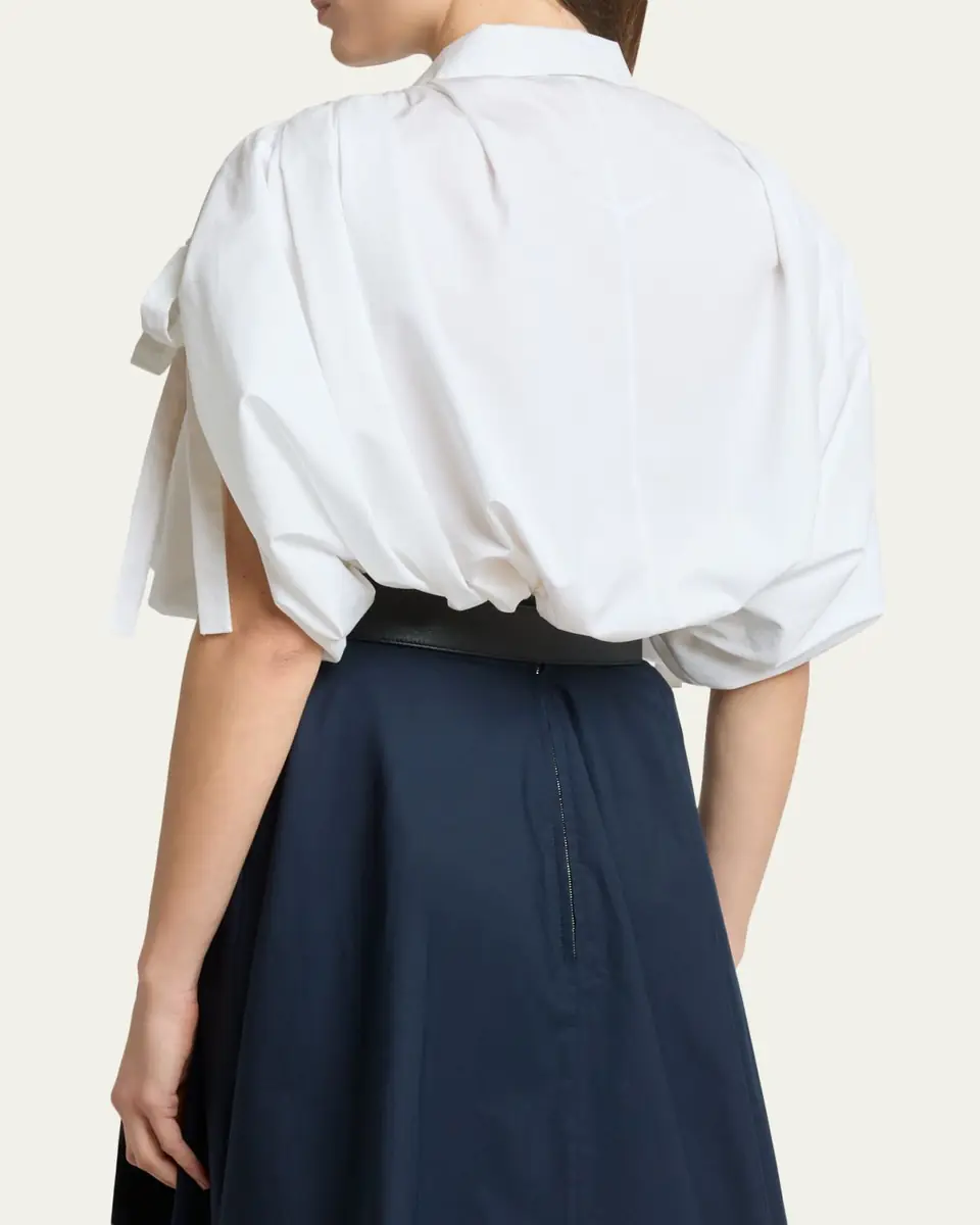 Givenchy Ruched Cotton-Poplin Crop Collared Bubble Shirt | Thumbnail 3 Givenchy Ruched Cotton-Poplin Crop Collared Bubble Shirt | Thumbnail 3
