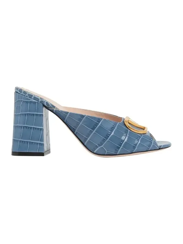 95mm VLogo Croc-Embossed Leather Mules 95mm VLogo Croc-Embossed Leather Mules