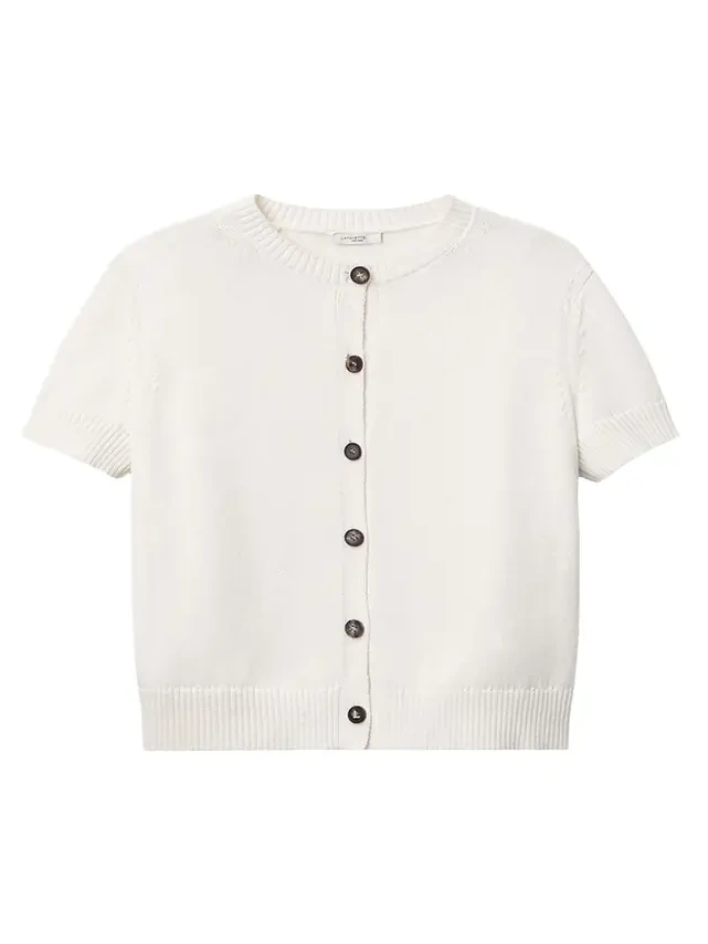 Crewneck Cotton-Silk Cardigan