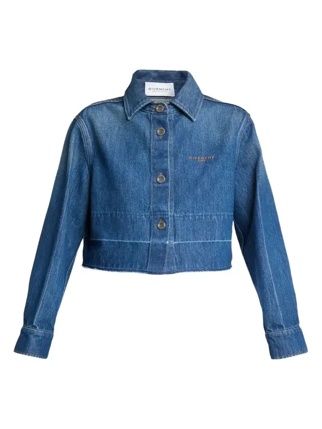 Givenchy Cropped Raw-Edge Cotton Denim Jacket