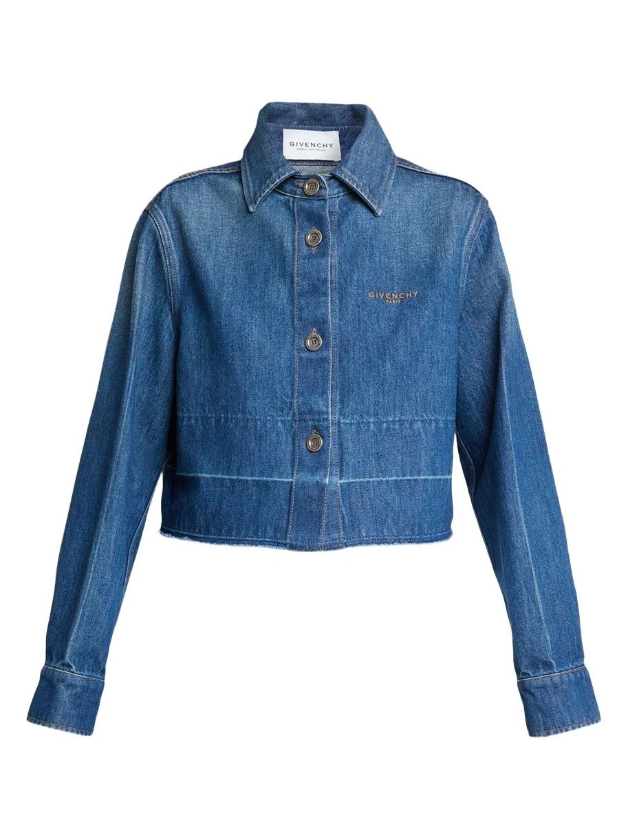 Givenchy Cropped Raw-Edge Cotton Denim Jacket