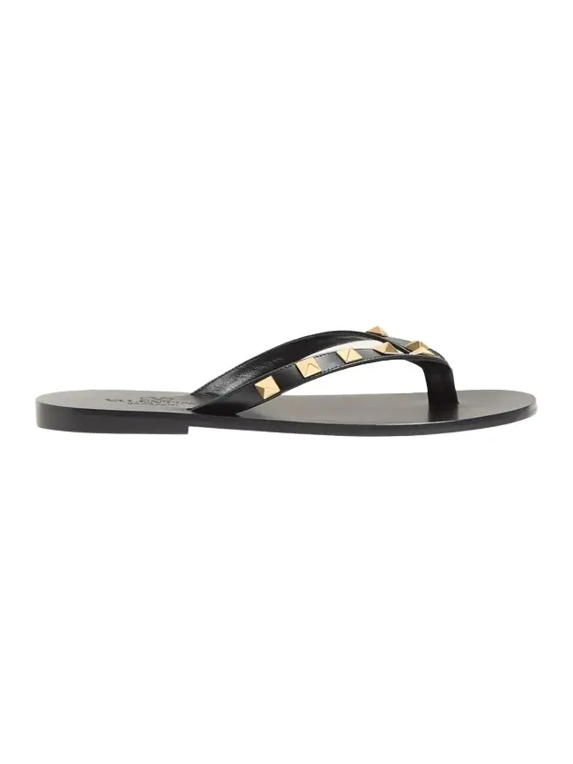 Rockstud Leather Flat Thong Sandals