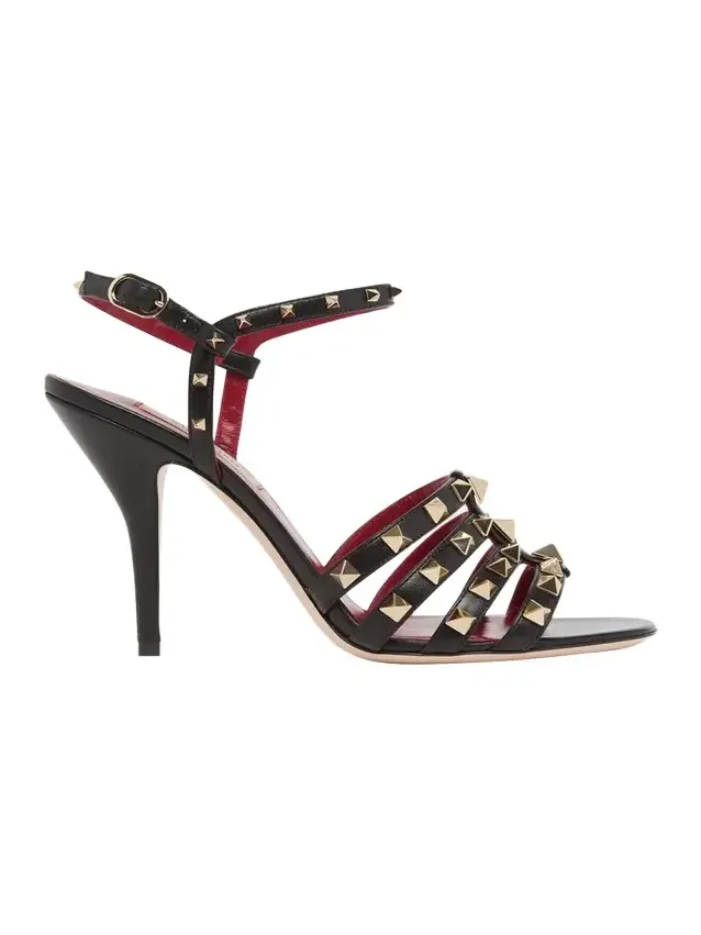 100mm Rockstud Leather Ankle-Strap Sandals 100mm Rockstud Leather Ankle-Strap Sandals