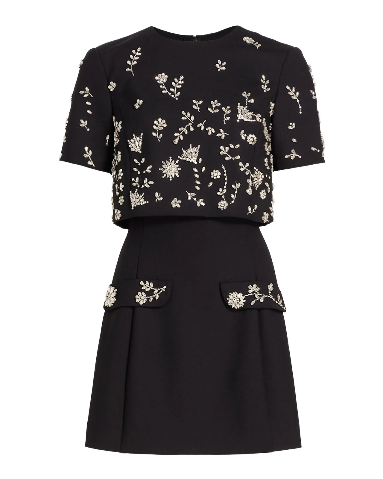 Crystal Short-Sleeve Bolero Mini Dress Crystal Short-Sleeve Bolero Mini Dress