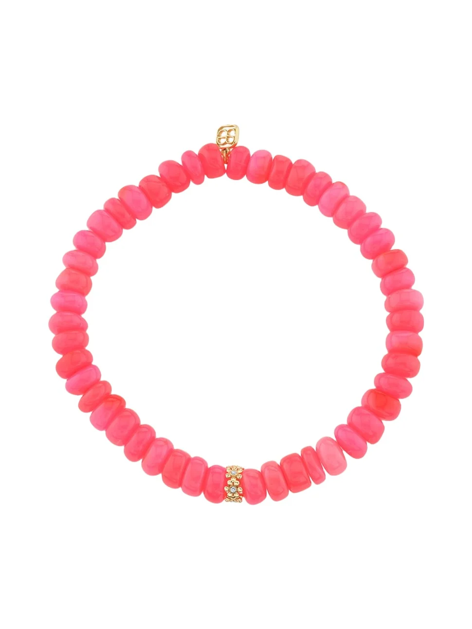 Sydney Evan 14K Diamond Daisy Rondelle on Pink Opal Bracelet