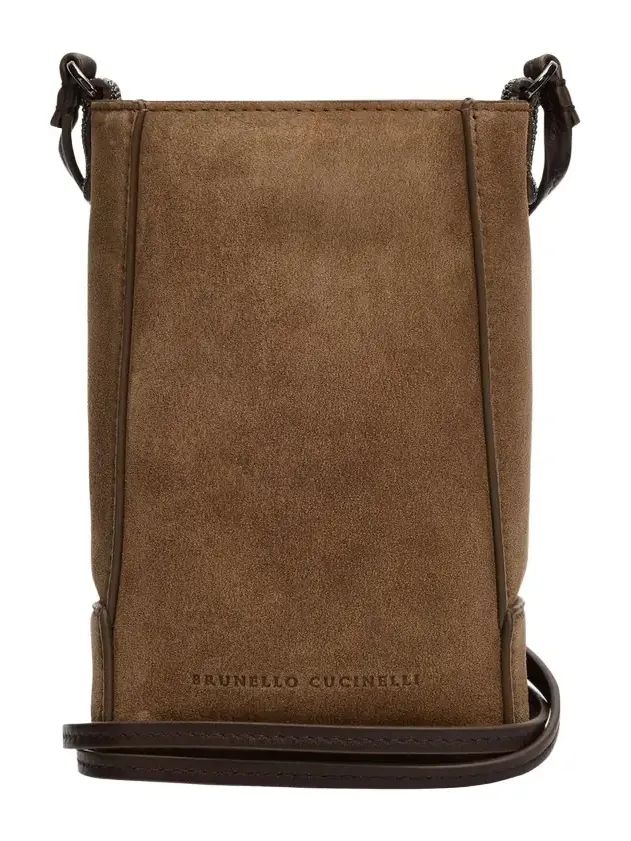 Mini Suede Phone Crossbody Bag with Monili Beading Mini Suede Phone Crossbody Bag with Monili Beading