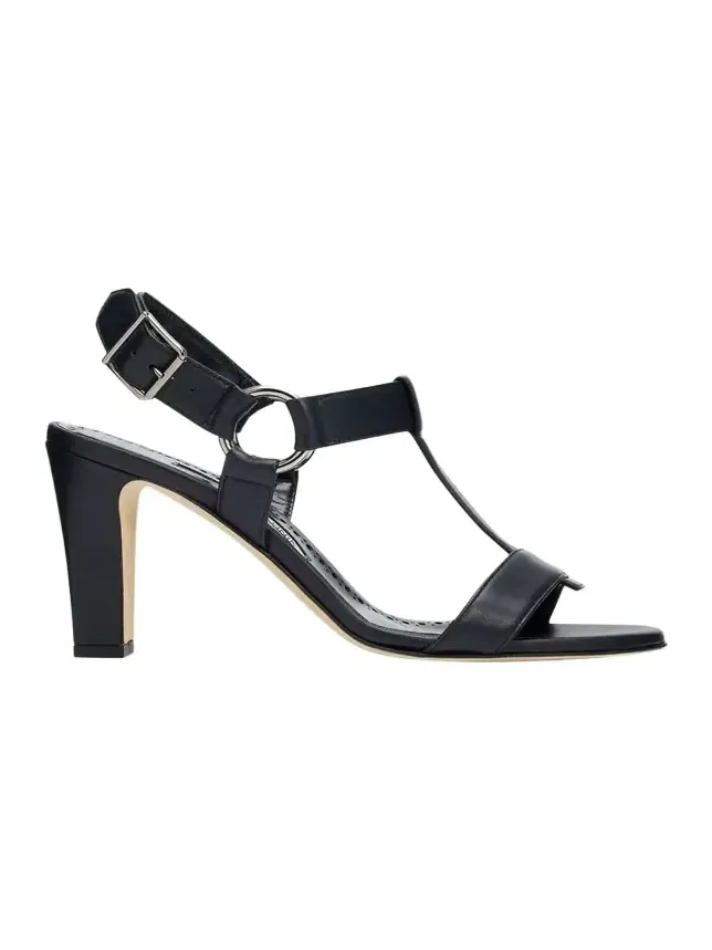 Manolo Blahnik 90mm Miona Leather T-Bar Sandals | Thumbnail 1 Manolo Blahnik 90mm Miona Leather T-Bar Sandals | Thumbnail 1