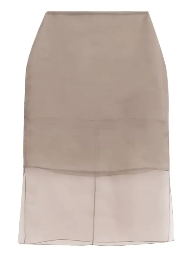Brandon Maxwell Brett Layered Silk Organza Midi Pencil Skirt