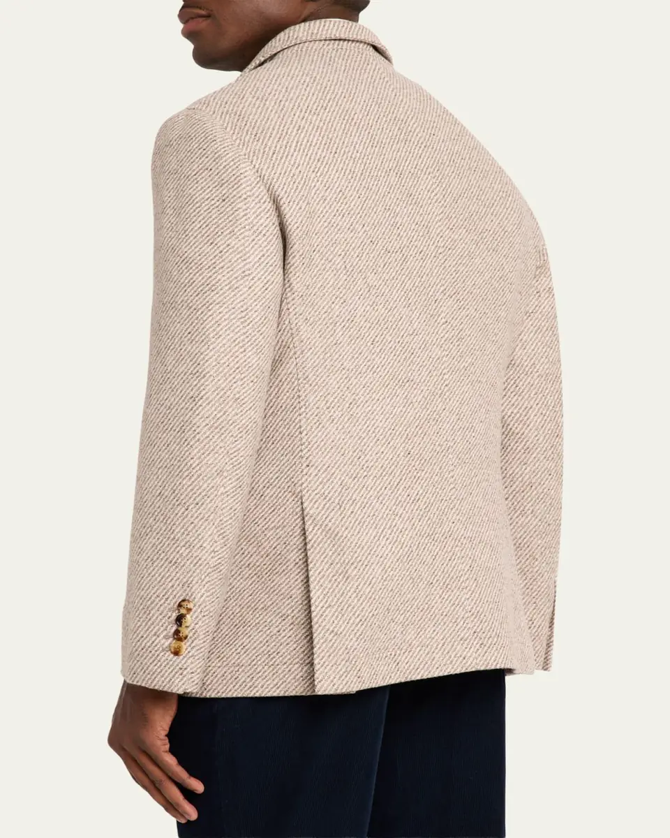 Brunello Cucinelli Men's Cashmere and Silk Diagonal Stripe Sport Coat | Thumbnail 3