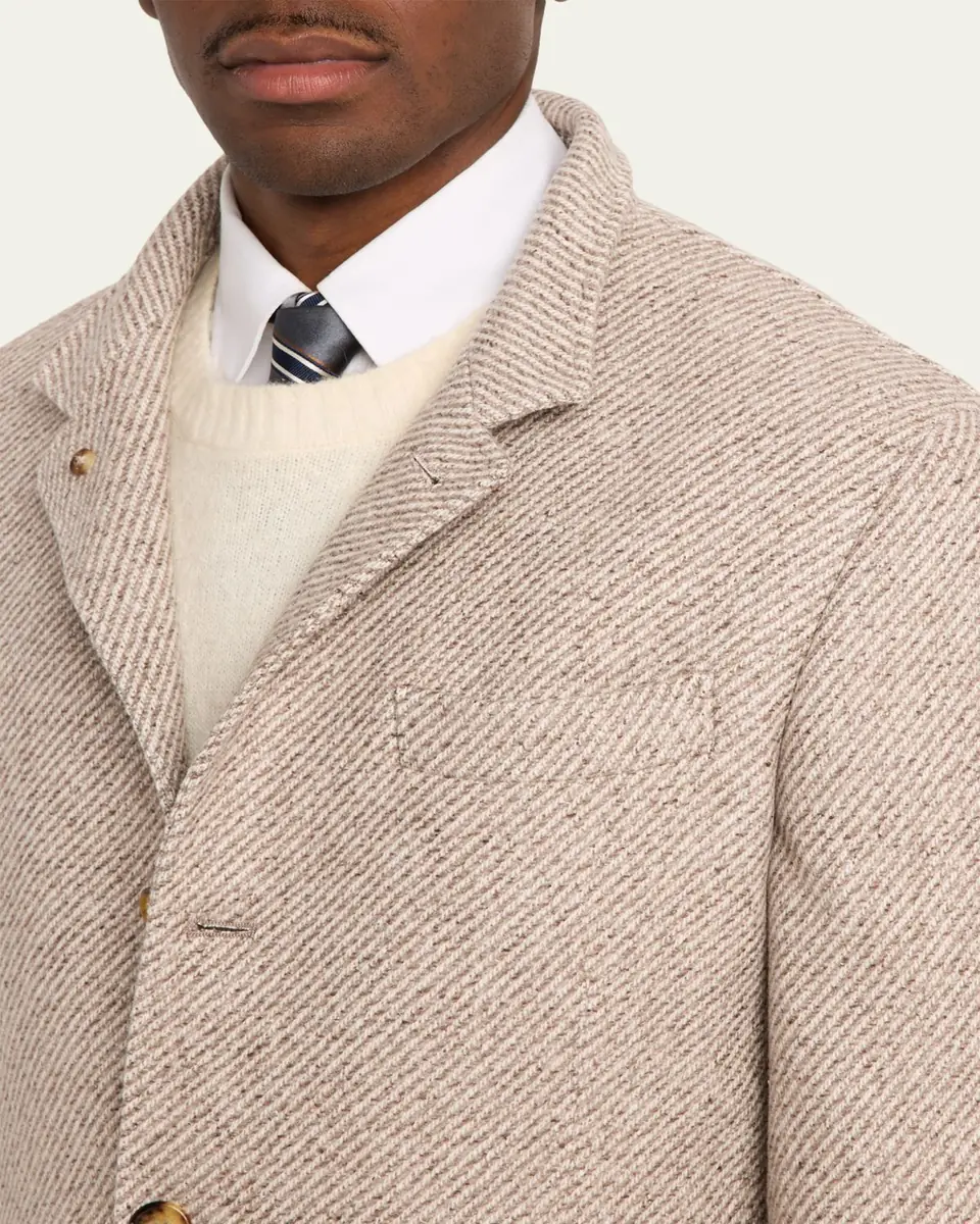 Brunello Cucinelli Men's Cashmere and Silk Diagonal Stripe Sport Coat | Thumbnail 5