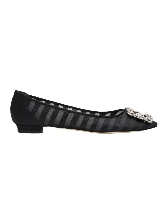 Hangisla Striped Organza Jewel-Buckle Flats Hangisla Striped Organza Jewel-Buckle Flats