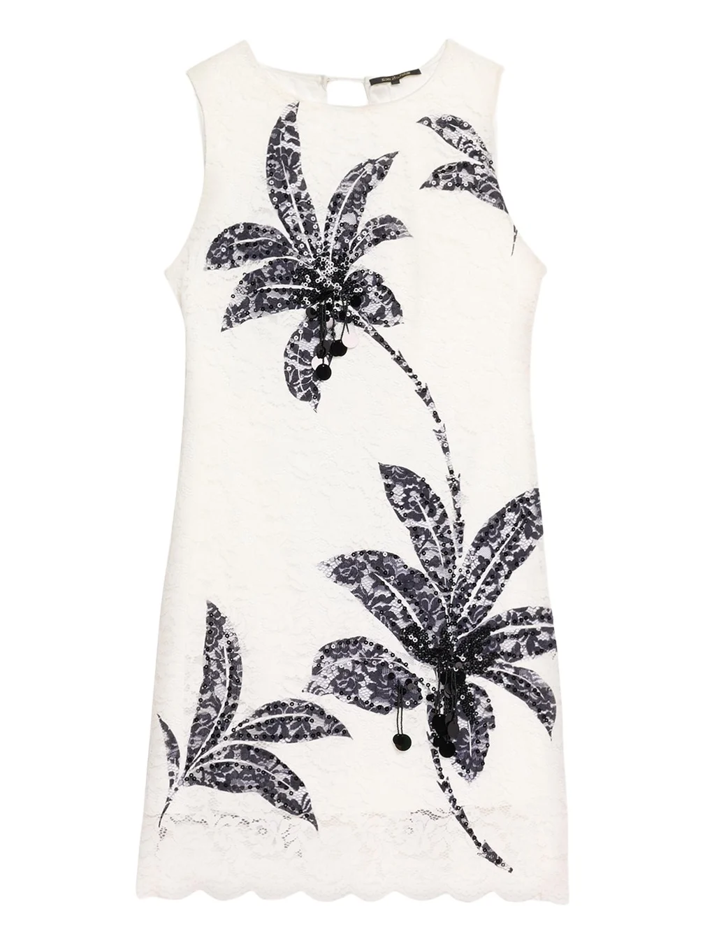 Maren Sleeveless Palm Leaf-Print Lace Dress Maren Sleeveless Palm Leaf-Print Lace Dress