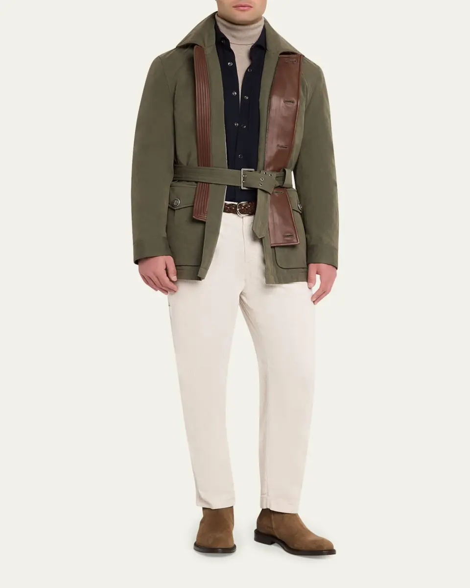 Brunello Cucinelli Men's Cotton Pique Snap-Front Western Shirt | Thumbnail 2 Brunello Cucinelli Men's Cotton Pique Snap-Front Western Shirt | Thumbnail 2
