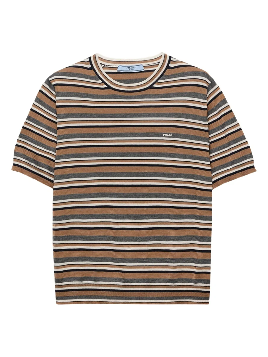 Prada Short-Sleeve Striped Jersey T-Shirt