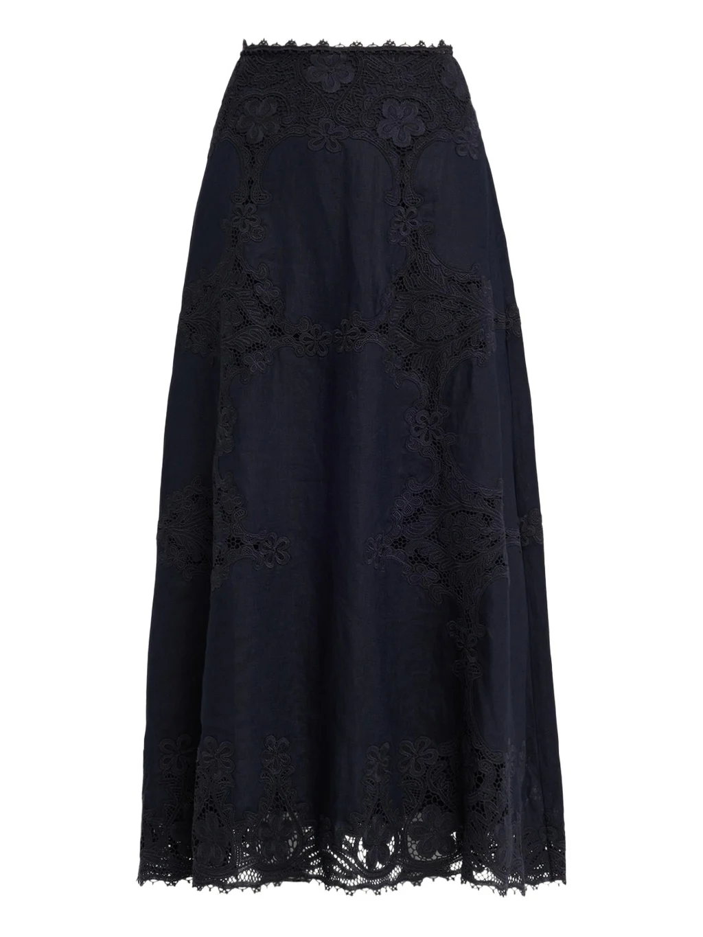 Fleur Embroidered Linen-Blend Midi Skirt Fleur Embroidered Linen-Blend Midi Skirt