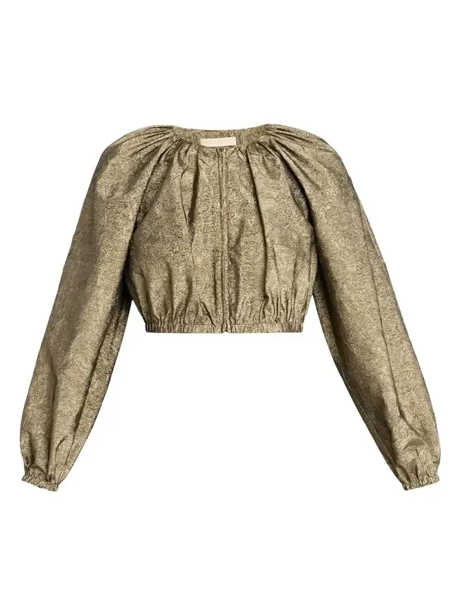 Orielle Metallic Taffeta Bomber Jacket