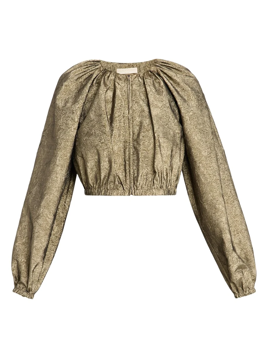 Ulla Johnson Orielle Metallic Taffeta Bomber Jacket