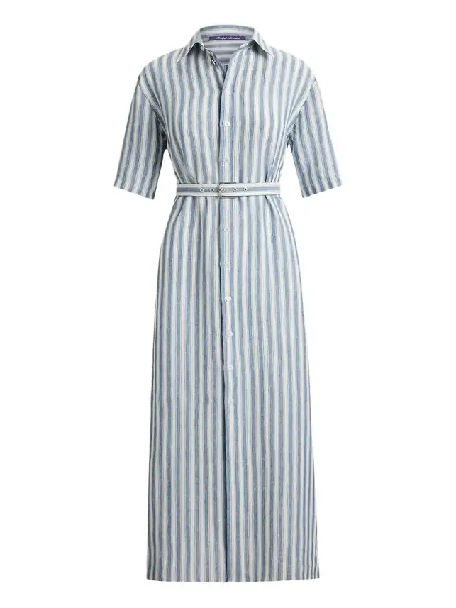 Carol Striped Linen Day Dress Carol Striped Linen Day Dress