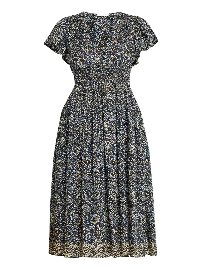 Lyria Printed Cotton Midi Dress