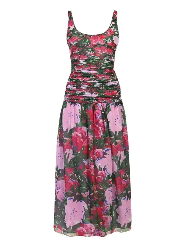 Lorna Ruched Floral-Print Midi Dress Lorna Ruched Floral-Print Midi Dress