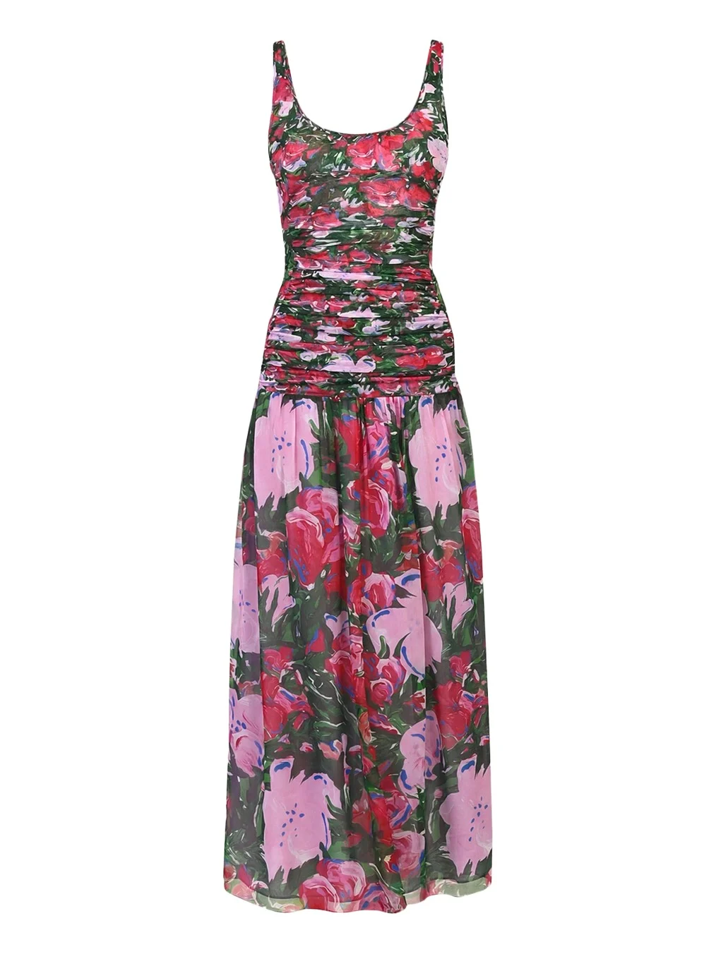 Lorna Ruched Floral-Print Midi Dress