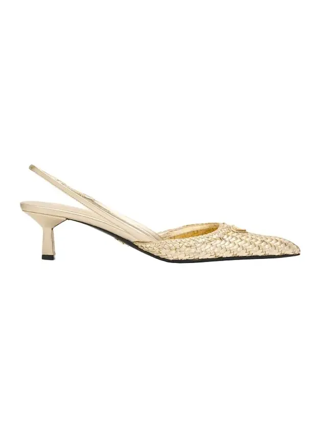 55mm Triangle Logo Woven Leather Slingback Pumps 55mm Triangle Logo Woven Leather Slingback Pumps