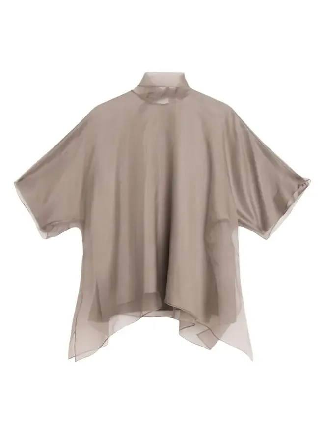 Cali Scarf-Neck Silk Organza Blouse Cali Scarf-Neck Silk Organza Blouse