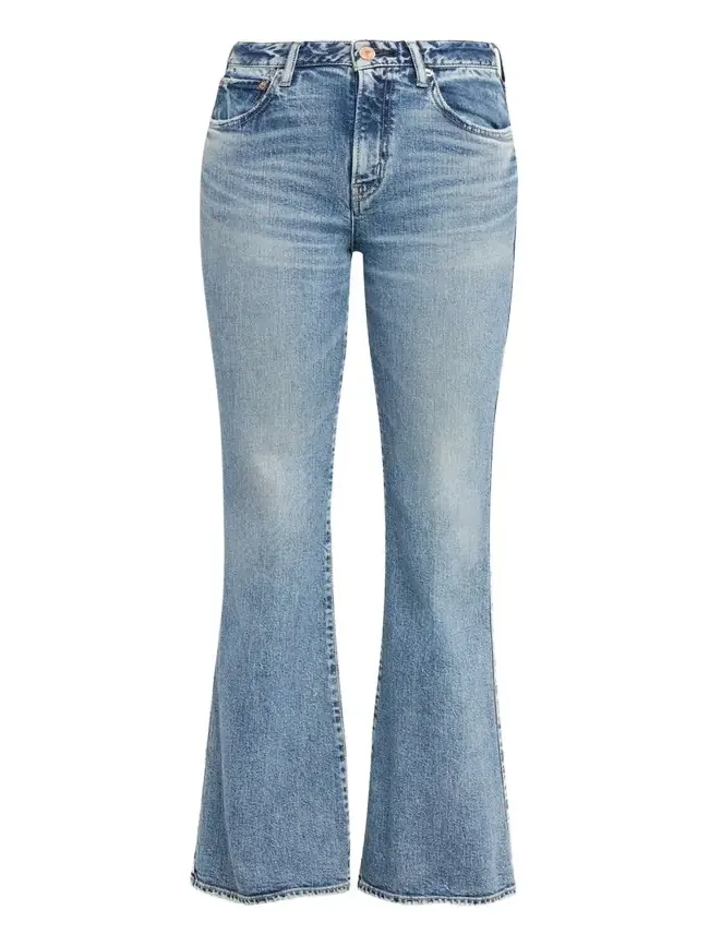 Washed Denim Mid-Rise Flared Jeans Washed Denim Mid-Rise Flared Jeans