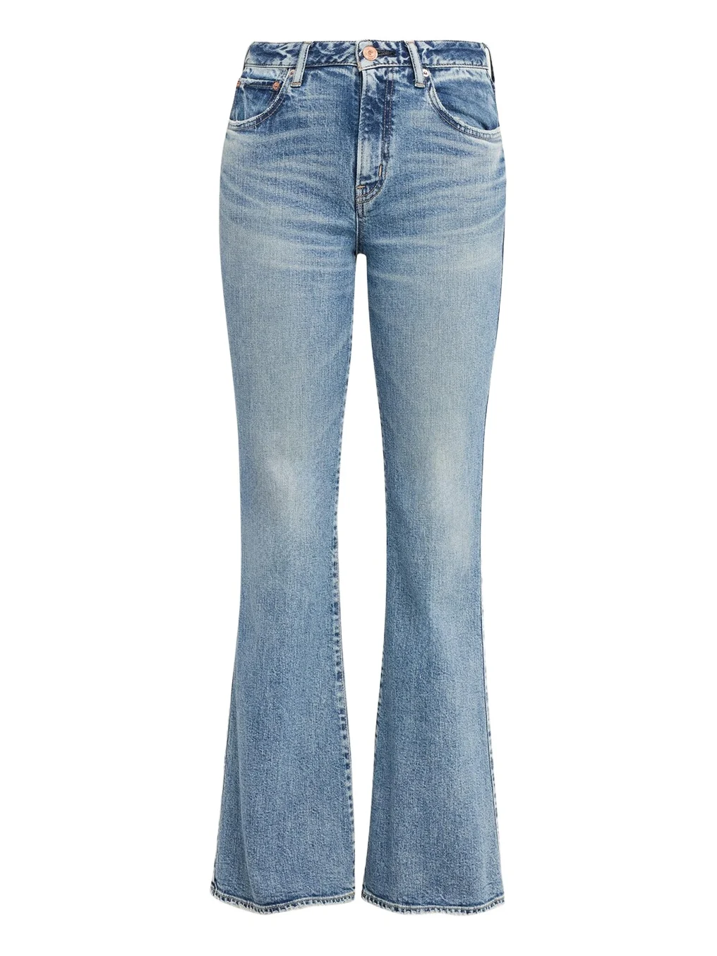 Washed Denim Mid-Rise Flared Jeans Washed Denim Mid-Rise Flared Jeans