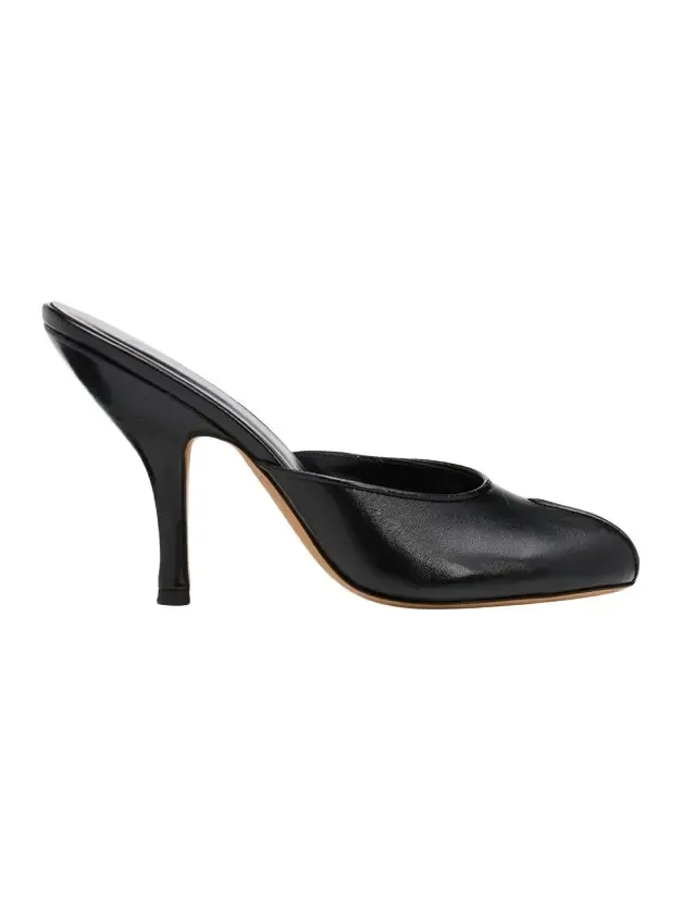 105mm Date Leather Peep-Toe Mules